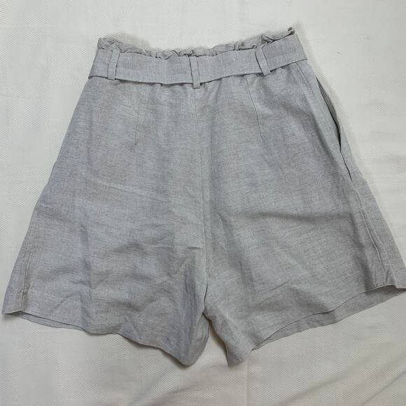 H&M Beige Linen Paperbag Belted Shorts - Picture 5 of 8